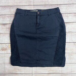 Pilcro & the Letterpress Navy Denim Skirt Size 28 Lace Panel Mini‎ Skirt